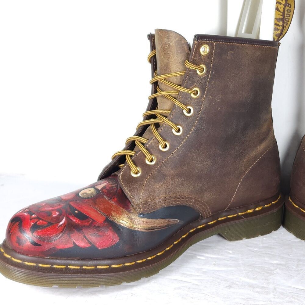 Dr.Martens Men's 1460 US12 Crazy Horse Leather Hand Painted LaceUp Combat Boots - Picture 8 of 14